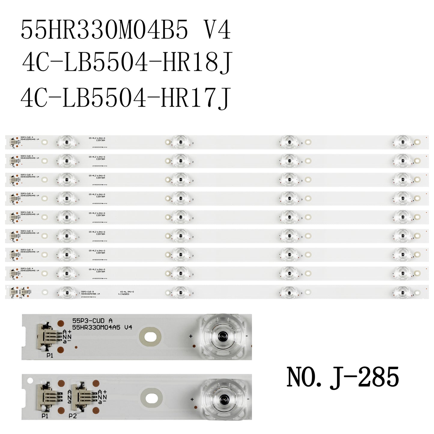 J-285 9PCS/set LED backlight 4 lamps 4C-LB5504-HR17J 4C-LB5504-HR18J 55HR330M04B5 V4 for 55BC7600 55T1YP 55U6780C screen LVU550ND1L