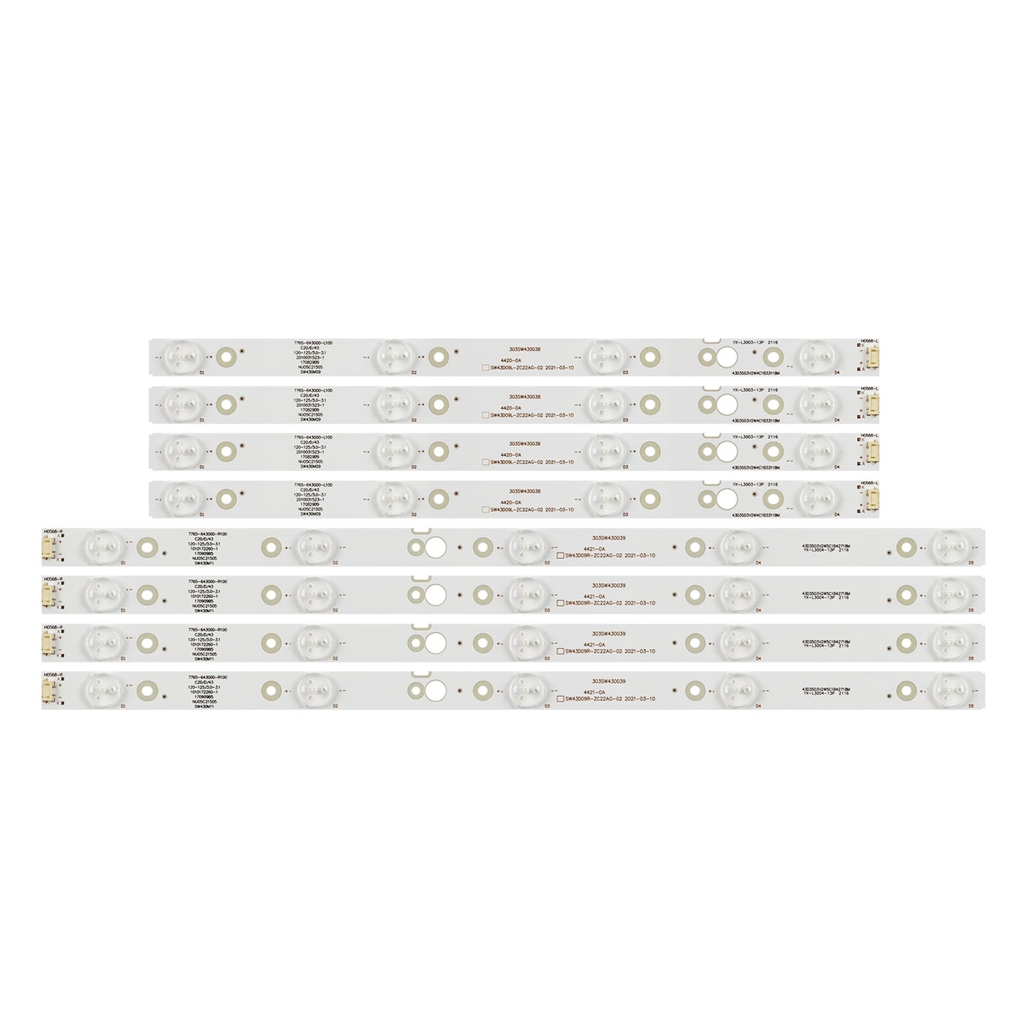 XS-1030 LED Backlight SW43D09L-ZC22AG-02 SW43D09R-ZC22AG-02 7710-64300-R 7710-64300-L 5800-W43005-RP00 5800-W43005-LP00 CRH-A4330300104L6CNRev1.0 CRH-A4330300105R6CNRev1.0 For 43U4700LA 43E388G TH-43FX680C TH-43FX580C 43L3650 43UG620V 43UJ620V 43UJ6200-UA