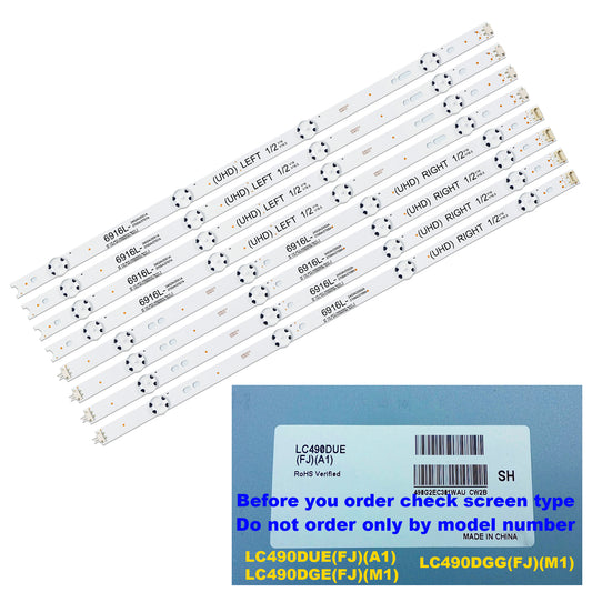J-233 LED BACKLIGHT STRP FOR 49LF5010 49LF5100 49LF5400 49LH5100 49LH5150 49LH5600 49LH5700 49LH5730 49LJ5100 49LJ5150 49LJ5800 49LJ5820 49LJ5 860 49UH6030 49UH6090 49UH6100 49" V16.5 ART3 2705A 2706A 2707A 2708A