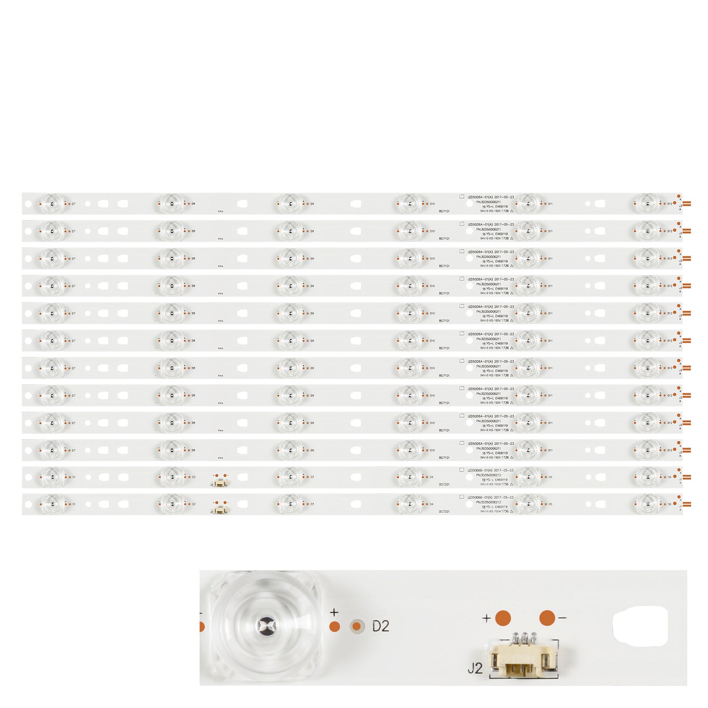 XS-1924 6 lamps For 50DF49-T2 50"TV LED50D6A-01(A) LED50D6B-01(A) 30350006211 30350006212 LE50A7100A LS50AL88A72 50UK30G 50UK30S 50UR50GR 50000M45 50000M46 1010226954-1 1010226955-1