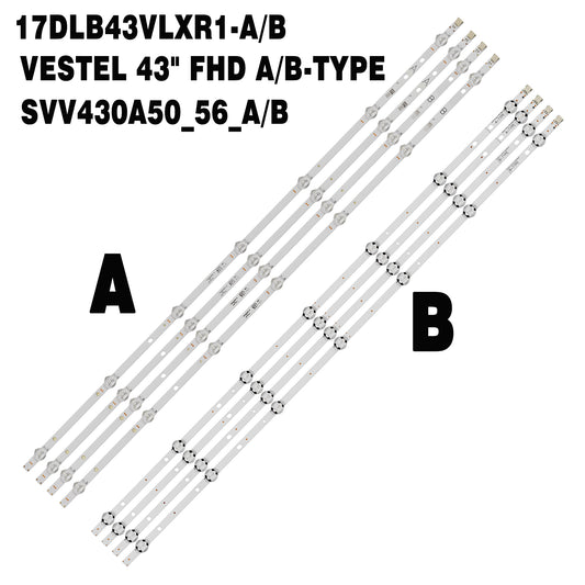 LED Backlight Strip for VESTEL 43" FHD A-TYPE B-Type 17DLB43VLXR1-A VES430UNDL-2D-N12 VES430UNDS-2D-N14 SVV430A50_56_A/B_Rev00