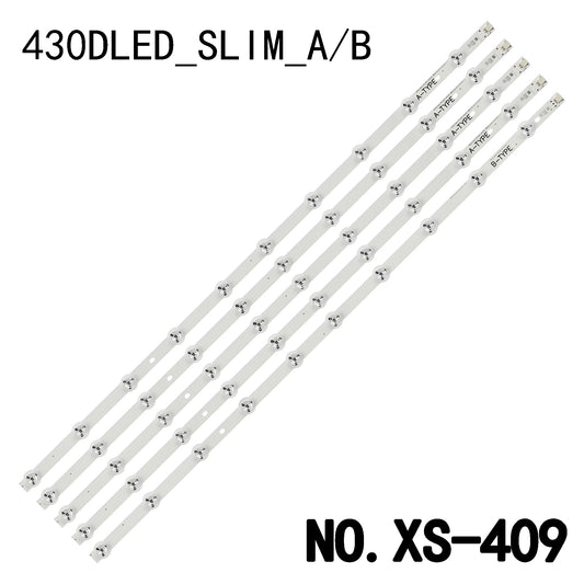 XS-409 New 5 PCS/set LED backlight strip 10 lamp 430DLED_SLIM_A / B-TYPE for 43FA8500 43FA9000 43TF8060 VES430UNSL-3D-U01