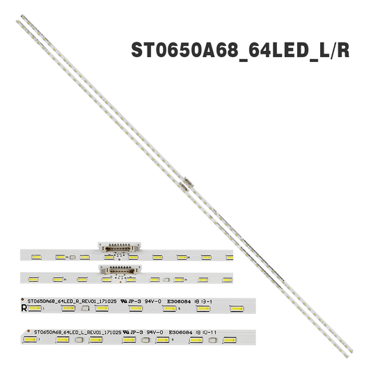 XS-1037 2Pcs/Set LED Backlight TV Strip ST0650A68_64LED_L/R 734.03507.000 KD-65X8500F KD-65X8566F KD-65xd8599 KD-65X8588G KD-65V8G KD-65XE8396 KD-65XE8096 KD-65XE7096 KD-65XE7002 KD-65XE8596